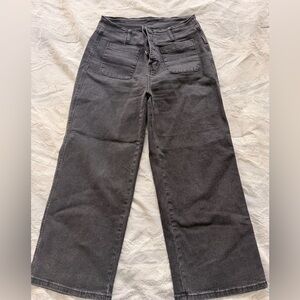 Women's Black Wide Leg Jeans with Pockets